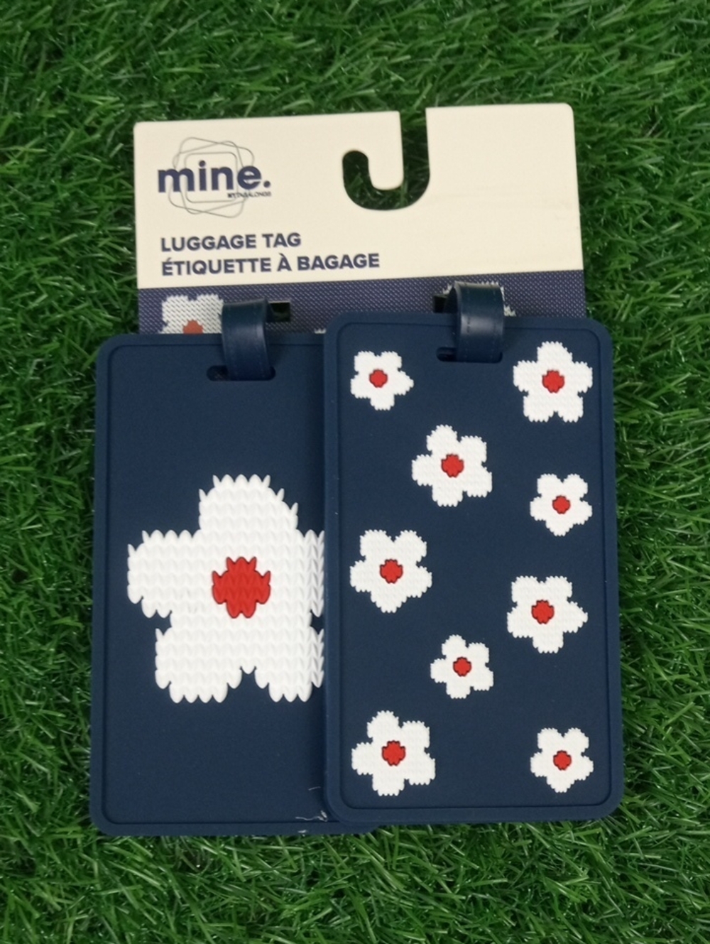 🛍️ Mine Navy White and Red Floral Luggage Tag Duo